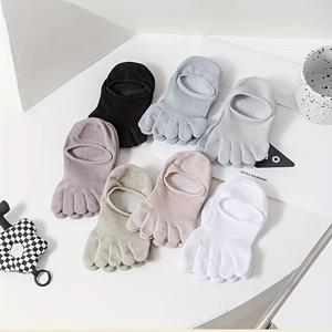 TEMU 여성용 숏 5발 양말 7켤레, 통기성 좋고 단색으로 여름 캐주얼 웨어에 적합, 독립된 발가락 디자인으로 편안함을 고려하여 설계되었으며 봄과 여름 활동에 이상적입니다.