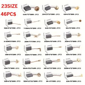 TEMU 46개 전동 모터 카본 브러시 조합 세트. 23가지 다양한 크기, 내구성이 뛰어난 금속 재료, 산소 없는 구리 와이어, 미끄럼 방지 홈, 내마모성 특징으로 전동 공구 수리 부품에 적합합니다.