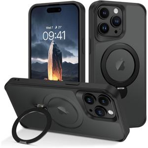 TEMU 아이폰 16 프로 맥스 케이스: 3in1 아이폰 16 프로 맥스 케이스 + 2X 스크린 보호필름 + 360° 회전 스탠드 [자석 호환], 반투명 매트 보호 충격방지 커버