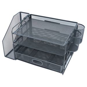 TEMU 4층 금속 메쉬 데스크 오가나이저, 펜 홀더/드로와와, 잡지 랙, 파우더 코팅 마감, 범용 휴일 사용, 책과 사무용품을 위한 다층 서랍장