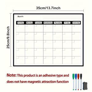 TEMU 편리한 드라이이레이스 자체 접착식 피트니스 플래너, 냉장고 달력 - 월간 학습 플래너 무료 마커 포함, 반복 가능한 접착, 주방 정리에 완벽