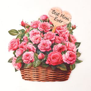 TEMU 어버이날 장미꽃 바구니 축하 창의적인 홈 데코 기념일 꽃 장식 3D 팝업 봉투 포함