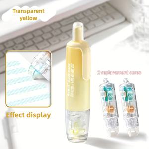 TEMU 360° 회전 가능한 헤드가 있는 3개 듀얼사이드 테이프, DIY 공예, 사진 앨범, 콜라주, 문구용품에 이상적 - 학교 및 사무용 컴팩트 PET 소재 롤러 테이프