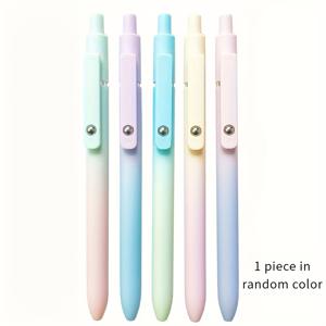 TEMU 그라데이션 컬러 프레스 펜 1개, 낮은 중력 중심, 높은 가치, 검정색 서명 쓰기용 0.7mm 두께 브러쉬 팁