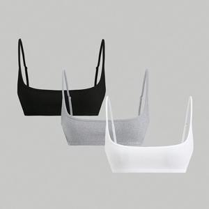 TEMU Y54 - 우아한 신상 봄/여름 스타일, 섹시하고 달콤한 여성용 솔리드 컬러 민소매 백리스 얇은 스트랩 캐미솔, 여름, 데일리 캐주얼 웨어, 비치 베스트, 홈 베스트, 세트 3종