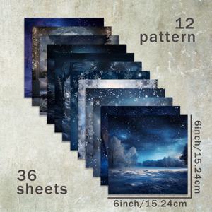 TEMU 6인치(아름다운 숲 스타일 별이 빛나는 하늘 눈 장면 배경) 스크랩북 얇은 종이 36장, 불릿 다이어리 쓰레기 잡지 인사말 카드 배경 사진 앨범 및 수공예에 적합