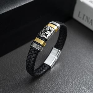 TEMU 남성용 럭셔리 핸드메이드 스타일 팔찌 - & 골든 톤 인터로킹 링크 디자인, 내구성이 뛰어난 합성 인조 가죽, 남성용 데일리 & 포멀 주얼리, 다용도 액세서리, 세련된 액세서리, 고품질 액세서리, 패션 액세서리, 링크 팔찌, 패션 팔찌, 남성 팔찌, 은팔찌, 비즈팔찌, 팔찌 남성, 남자 팔찌