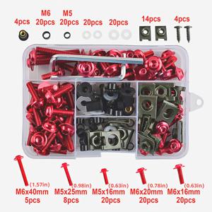TEMU 177피스 범용 M5 M6 페어링 볼트 키트 바디워크 나사 너트 세트 - 혼다, BMW, 카와사키, 야마하 크루저, 스포츠 바이크, 스쿠터, 오프로드용