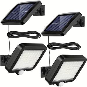 TEMU 56 LED 태양광 벽 조명 1/2개입, 3가지 모드 및 모션 감지 기능, 실외 차고, 거리, 마당, 통로 및 가정용으로 적합 - 56 LED 광각 조명