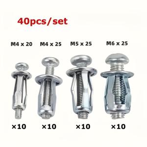 TEMU 스냅인 꽃잎 디자인의 탄소강 확장 볼트 및 너트 세트 40개, 건설, 자동차 및 통신 장비용 내구성 있는 방식 부식 방지 앵커