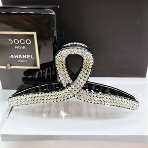 TEMU 우아한 대형 스톤 헤어 클로 | 반짝이는 장식 플라스틱 헤어 액세서리 | 두꺼운 머리카락에 안전 고정 | 리본 디자인의 세련된 업스타일 그립 | 공식 행사 및 일상용으로 이상적인 헤어 액세서리 | 내구성 있는 플라스틱 소재