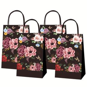 TEMU 화려한 꽃무늬가 돋보이는 중국풍 크래프트 종이 토트백 12개 세트, 우아하고 세련된 디자인으로 파티, 일상, 추수감사절, 결혼식 등 다양한 행사에 적합