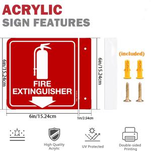TEMU 1개 소화기 표시판 - 양면 인쇄 아크릴 안전 경고 표지판, UV 차단 기능 - 사무실, 공장 및 공공 장소에 적합