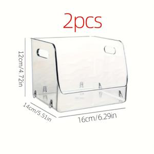 TEMU 투명 T자형 데스크탑 수납 상자 2개입. 데스크탑 수납 바구니 위에 쌓아 사용하여 간식, 잡화, 화장품을 보관할 수 있습니다. 사무실 책상, 침실, 거실, 욕실 등에서 물건을 정리하는 데 적합합니다.
