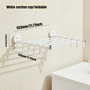 TEMU 접이식 흡착 컵 옷 건조대, 다용도 클립 포함, 드릴 없이 발코니에서 속옷, 바지, 양말 걸기에 완벽, 건조대|빨래건조대