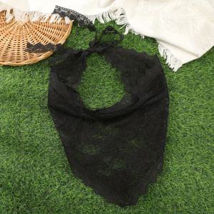 TEMU 여성용 우아한 레이스 꽃 무늬 삼각형 헤어 스카프 - 아크릴 직조 헤어밴드, 결혼식 및 여름 여행에 이상적, 블랙/화이트, 전기 없음, 브리드 헤어 액세서리|우아한 레이스 디자인|직조 텍스처, 웨딩 헤어 액세서리