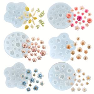 TEMU 6개 미니 플라워 주얼리 실리콘 몰드 - 고품질 재사용 가능한 DIY 네일 아트, 귀걸이, 펜던트, 반지 & 헤어 액세서리 제작용 - 정교한 꽃무늬 디자인, 내구성 강한 유연한 공예 도구, 핸드메이드 액세서리 및 다목적 크래프트 몰드