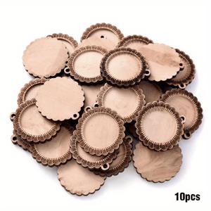 TEMU 42mm 나무 패턴 꽃 펜던트 액세서리 10개 세트, 수제 주얼리 제작용 귀걸이, 펜던트, 목걸이, 폰 체인 장식 액세서리