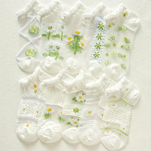 TEMU 여름용 노쇼우 양말 10켤레, 초박형 통기성 레이스 홀아웃 글라스 쿨 아이스 섬유 짧은 양말