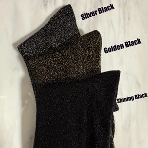 TEMU 3팩 여성용 골드 & 실버 미드캐프 글리터 양말, 스타일 솔리드 컬러 개성 짧은 양말