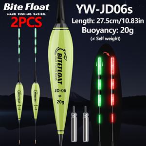 TEMU 2개 세트 야간 낚시용 야광 스마트 전자 부력 플로트 바이트 알림 컬러 체인징 5g-20g 고부력 잉어 낚시 키트 (CR425 배터리 포함)