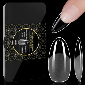 TEMU 600개 퀵칙 매트 미디엄 아몬드 프롬프트 인조 소프트 젤 네일 스티커, 하이힐 아몬드 콘 스퀘어 네일 프레스온 네일|네일팁