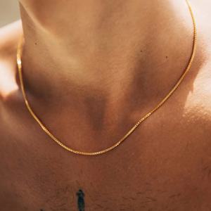 TEMU 18K 금도금 316L 스테인리스 스틸 남성 목걸이 - 우아한 디자인, 내구성 강한 변색 방지 체인, 캐주얼 착용에 적합, 아빠/남편/남자친구를 위한 다재다능한 선물, 세련된 액세서리, 고급 도장 마감,