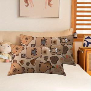 TEMU 따뜻함과 편안함을 제공하는 매력적인 곰돌이 테마 베개 커버 2개 세트. 가정 장식에 완벽합니다. 이 긴 베개 커버는 소파 및 거실에 이상적이며, 탈착 가능한 세탁 가능한 지퍼 디자인을 특징으로 합니다 (베개 속통은 포함되지 않음).
