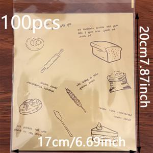 TEMU 100개 빵 봉투, 자체 밀봉 쿠키 봉투, 웨딩 생일 파티 답례품용 셀로판 봉투, 사탕, 스낵, 페이스트리 & 식품 포장 봉투, 프로젝트 및 부활절, 할로윈, 크리스마스 축하 행사, 베이킹 용품에 적합