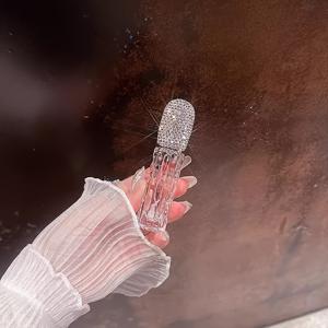 TEMU 1pc 럭셔리 스파클링 라인스톤 장식 유리 스프레이 병 - 휴대용, 재충전 가능한 메이크업 리무버 아토마이저, 및 향수, 창의적인 빈 병 디자인, 여행용 아토마이저|럭셔리 병|재충전 가능한 용기