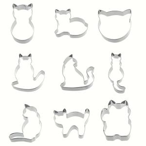 TEMU 9개/1세트 3D 만화 테마 고양이 쿠키 커터, 쿠키 몰드 압착에 사용 가능, 쿠키 몰드, 스테인리스 스틸 디저트 몰드, 프린팅 베이킹 몰드, 창의적인 만화 동물 모양, 크리스마스, 발렌타인데이, 추수감사절에 적합