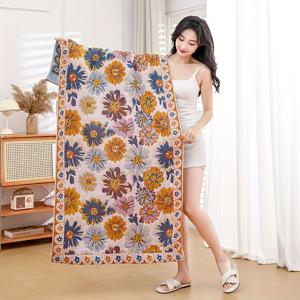TEMU 아름다운 플로럴 디자인의 목욕 타월, 80*160 Cm 또는 *62.99 Inches.