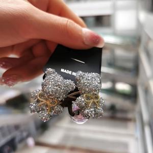 TEMU 2pcs 귀여운 만화 곰 헤어 타이와 라인스톤 - 스파클링 헤어 밴드, 돌 재질, 올 시즌 청소년 패션 액세서리, 헤어 액세서리 | 재미있는 액세서리 | 내구성 있는 헤어 밴드, 귀여운 헤어 액세서리