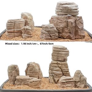 TEMU 6개 세트 소형 레이어드 스톤, 루즈 스킨 스톤, 드래곤 본 스톤, 어항 조경석, 천연석, 창의적인 미니어처 조경석