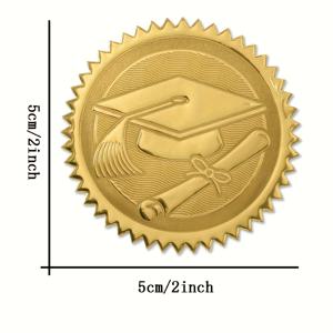 TEMU 엠보싱 졸업 모자 및 학위 증명서 금박 봉인, 2인치, 자가 접착, 50개입, 학위 증명서용 엠보싱 봉인, 학교, 직장, 학위용 성과 보상 스티커