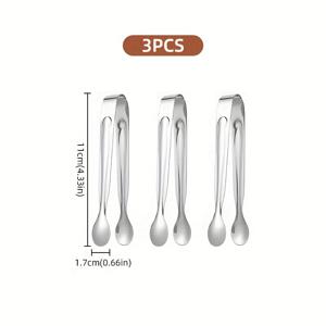 TEMU 3개 스테인리스 미니 집게 세트, 스테인리스 소형 클립, 내구성 있는 아이스 큐브 그리퍼, 고급 미니 클립, 사각 설탕 집게, 귀여운 티 파티 픽, 미니 클립 세트, 도구 | 고품질 스테인리스, 거울 광택 마감 | 스낵, 전채, 캔디, 치즈, 뷔페, 결혼식, 생일용 골드/실버