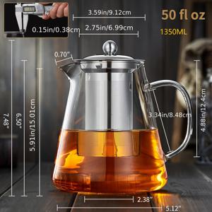 TEMU 1PS 고강도 보로실리케이트 스테인리스 티 인퓨저, 분리가능한 꽃차/커피/주스/우유용 스틸러 - 전자레인지 및 가스레인지 사용 가능