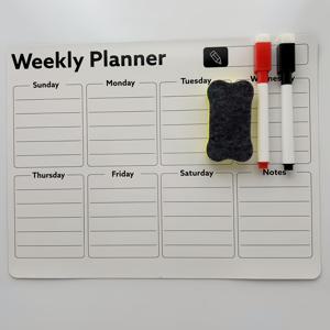 TEMU 냉장고, 화이트보드, 금속 캐비닛과 같은 표면에 적합한, 메모 보드 및 노트 보드와 함께 제공되는, 지울 수 있는 자석 주간 플래너 보드, 펜 2개 및 지우개 포함