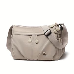 TEMU 여성용 대용량 멀티티어 나일론 북백 - 조절 가능한 크로스바디 백팩 & 학교 가방, 지퍼 클로저, 손세탁 가능한 캐주얼 여행 백팩, 대학, 야외용 (그레이///)