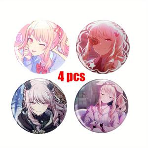 TEMU 4pcs 아름다운 핑크 머리 애니메 걸 핀 (2D FLAT), 수집, 의류, 모자, 배낭에 적합 - 친구, 동기 및 동료를 위한 패션 액세서리 - 좋은 품질 및 저렴한 선물 아이디어