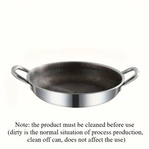 TEMU 1개 11.02인치 스테인리스 스틸 프라이팬 (이중 손잡이 및 벌집 디자인). 스테이크, 계란, 생선 조리에 적합. 가정 요리, 야외 바베큐, 레스토랑 사용에 적합