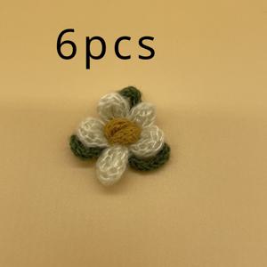 TEMU 축제 장식, 의류 장식, 가디건, 단추, 신발 장식을 위한 입체 뜨개질 꽃 6개 수제 코바늘 꽃 스티커. 의류, 가방, 모자 프로젝트 및 코바늘 뜨개질 재료에 이상적입니다.