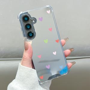 TEMU 폰케이스: 2025 신상 럭셔리 크리에이티브 패션 코너 충격방지 보호 솔리드 리틀 러브 패턴 미러 폰케이스 - 갤럭시 S25 S24 S23 S22 S21 플러스 울트라 FE A55 A54 A53 A52 A52S A32 A23 A16 A15 A14 5G GU1 호환 - 가족, 연인, 친구에게 선물하기 좋은 축제용 선물