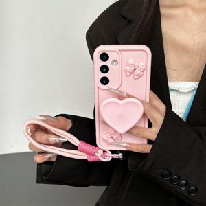 TEMU 손목 스트랩이 있는 폰 케이스, 3D 폰 커버, 보우노트 보호 케이스, S25 Plus/S24 Ultra/S23 FE/S22/S21 호환 가능