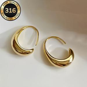 TEMU 저자극성 고품질 스테인리스 골드 귀걸이, 변색 방지, 편안하고 다용도, 심플하고 우아한 데일리 파티 여성 액세서리, 여성을 위한 세련된 선물