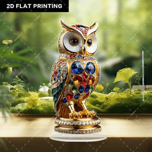 TEMU 2D 플랫 1pc 매혹적인 아크릴 올 - 새 동물 테마 - 생동감 있는 보석 디자인으로 로맨틱한 테이블톱 장식, 가정 및 사무실을 위한 이상적인 선물, 모든 기회, 테이블톱 장식 | 스타일 | 세부적인 공예 기술, 올 장식