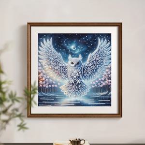TEMU 1개 - 매력적인 올빼미 페인팅 키트, DIY 5D 특수 모양 라인스톤 공예, 휴일 장식품, 수제 선물, 홈, 침실, 거실 벽 예술 장식용, 사이즈 11.8*11.8 인치|보석십자수
