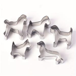 TEMU 5개 스테인리스 스틸 강아지 모양 쿠키 커터, 베이킹, 엠보싱, 케이크 커팅 도구
