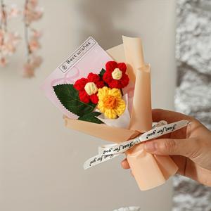 TEMU 1개 컬러풀 크리에이티브 퍼프 시뮬레이션 부케 + 선물백 세트, 졸업 시즌 친구, , 엄마, 발렌타인데이 선물용