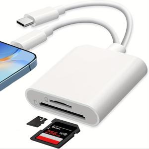 TEMU SD 카드 리더기, 아이폰 11/12/13/14/15/16/17 에어/프로/아이패드 프로 외장 SD 리더기, USB C 노트북 모바일 태블릿 리더기, 타입-C 스마트폰 메모리 카드 변환기, 듀얼 SD/TF 슬롯, 고속 데이터 전송, 카메라 카드 어댑터, 플러그 앤 플레이